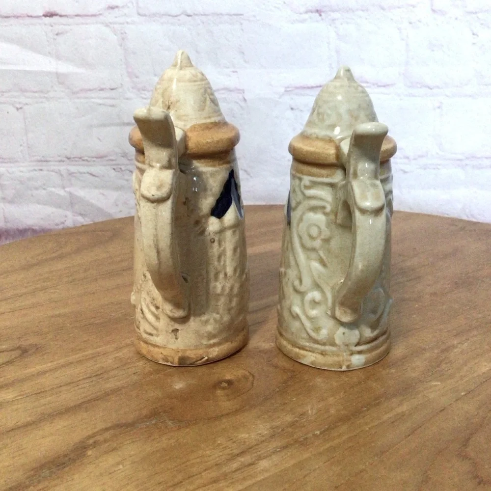 Vintage Ceramic Stein Salt and Pepper Shaker Pair